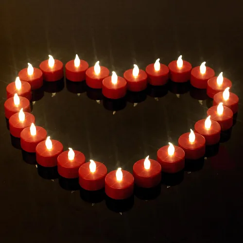 Miniatura 6 de Velas de Té Sin Llama Paquete de 24 Velas LED Votivas Eléctricas que Funcionan con Batería Velas Falsas Parpadeo Realista y Más de 200 Horas de Rojo