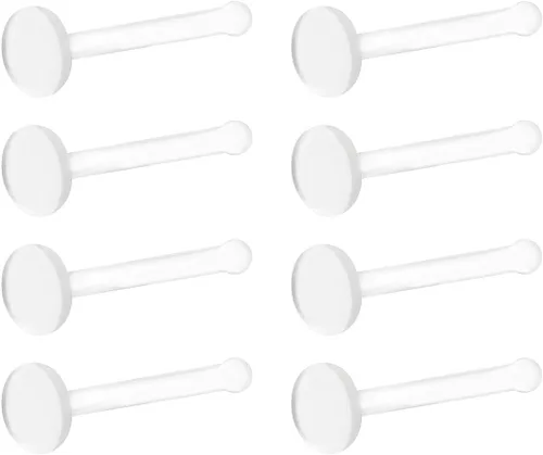 Miniatura 10 de Satix Retenedores de piercing transparentes de estilo mixto para cirugía de trabajo, retenedor de aretes transparente Bioflex, retenedor de anillos