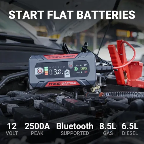 Miniatura 2 de LOKITHOR JT400 2500A arrancador portátil con probador de batería de 100 a 2000 CCA, arrancador de batería de coche de 12 V para motores de gasolina