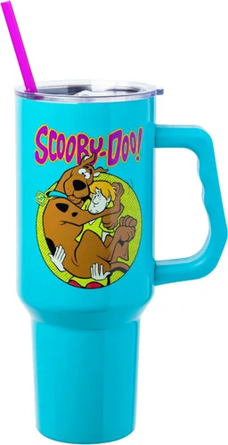 Miniatura 20 de Silver Buffalo Disney Lilo and Stitch Aloha - Vaso de acero inoxidable de doble pared con asa y pajilla, se adapta al portavasos estándar, 40 onzas