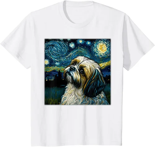 Miniatura 62 de Camiseta Surrealism Starry Night Shih Tzu Dog
