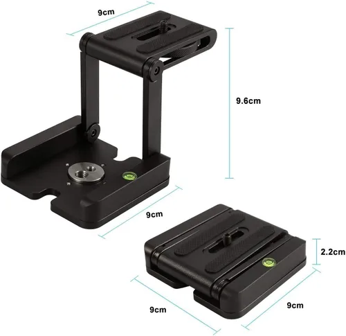 Miniatura 2 de Placa universal de liberación rápida, cabezal de trípode Z Flex Tilt Trípode de aluminio, soporte de cámara plegable de aluminio, cabezal de bola
