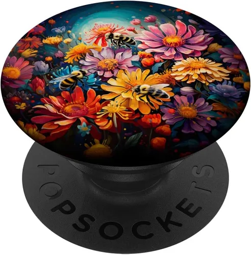 Abejorros caprichosos en flores vívidas y coloridas PopSockets PopGrip estándar