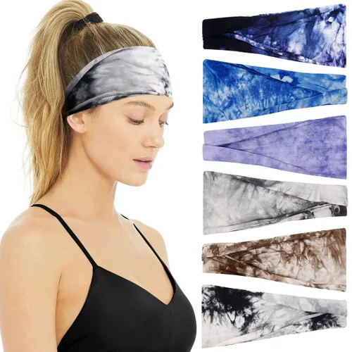 Miniatura 8 de Huachi Diademas para mujer, diademas elásticas bohemias para el cabello de mujer, antideslizantes, anchas y gruesas, de tela suave, accesorios