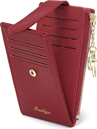 Miniatura 9 de Badiya Tarjetero para mujeres con RFID, carteras delgadas, plegables, tarjetero multifuncional, monedero
