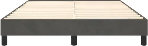 Miniatura 6 de vidaXL Marco de cama tamaño Queen con somier, terciopelo gris oscuro, diseño moderno, construcción de madera contrachapada de ingeniería duradera