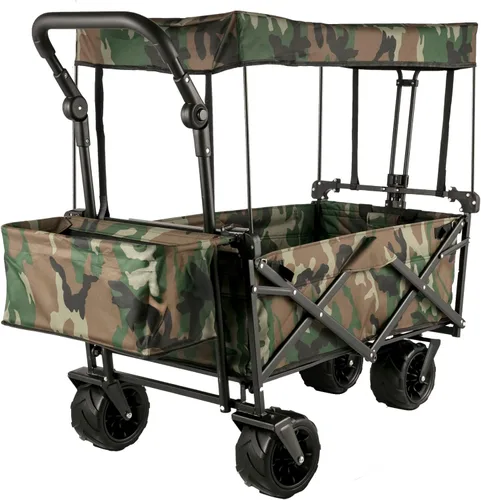 Miniatura 10 de Happbuy - Carro plegable con toldo extraíble, 220 libras, carrito de playa plegable resistente con ruedas grandes Azul