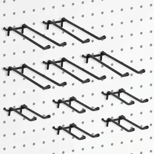 G.CORE 10 Pack Pegboard Hooks, Peg Board Tool Utility Hooks & Hangers Fit 1/4" Pegboards, Heavy Duty Metal Peg Board Shelving Hooks, Wall Organizers