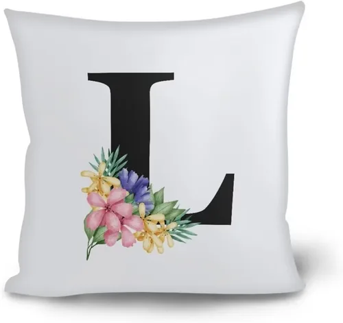 Miniatura 13 de Fundas de almohada decorativas del alfabeto, fundas de almohada con estampado floral de la letra B, fundas de almohada cuadradas suaves, fundas