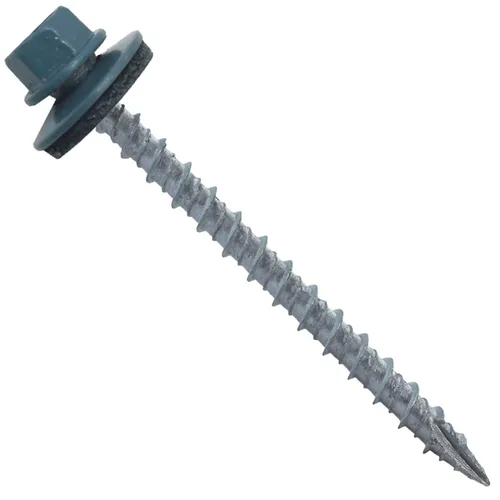 Miniatura 26 de 10 tornillos para techos de metal gris ABC de 2-1/2 pulgadas, cabezal de arandela hexagonal, arranque automático/roscado, arandela EPDM. 1 bolsa