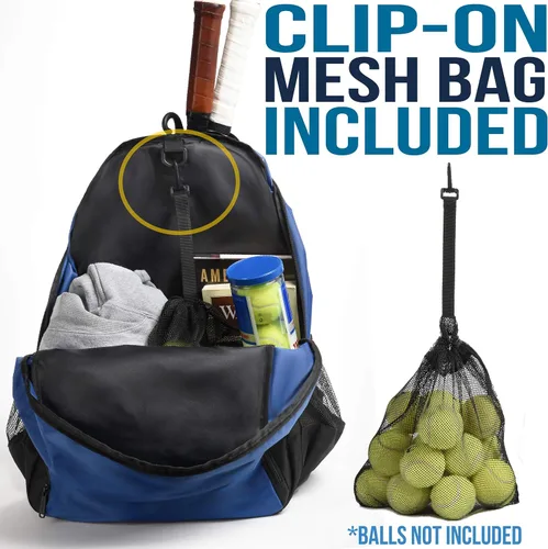 Miniatura 3 de Athletico Mochila de tenis Premier – Bolsa de tenis con capacidad para 2 raquetas en compartimento acolchado Compartimento ventilado separado