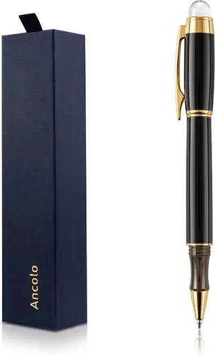 Miniatura 11 de Ancolo Bolígrafos de rodillo personalizados, juego de escritura suave de lujo con punta de cristal, tinta negra, personalizada con tu nombre
