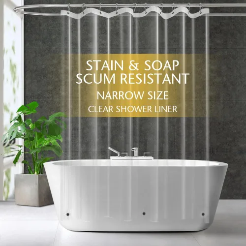 Miniatura 24 de ZEMAHOME Paquete de 4 cortinas de ducha de plástico PEVA de alta calidad, peso ligero, 72 x 72 pulgadas, forro transparente para cortina de baño