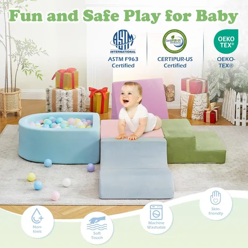 Miniatura 7 de QUCHI Juguetes de escalada de 5 piezas para niños pequeños, juguetes de escalada para niños pequeños en interiores con piscina de bolas de espuma