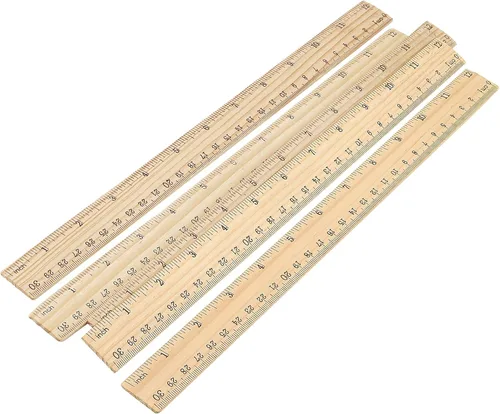 Miniatura 6 de MUKCHAP Paquete de 144 reglas de madera, rectas de 12 pulgadas, madera métrica de 11.8 in con centímetros y pulgadas para medir, oficina, 2 escalas