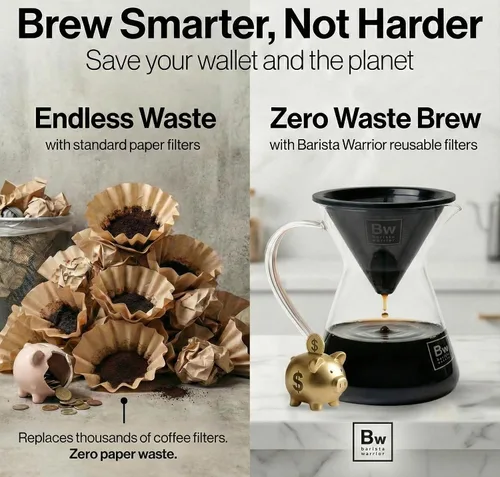 Miniatura 3 de Barista Warrior Filtros para verter – Compatible con Chemex, Hario V60 y cafeteras populares – Acero inoxidable reutilizable – Los mejores