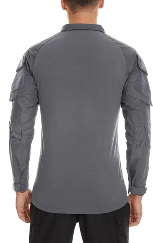 Miniatura 34 de TACVASEN Camisa táctica de manga larga para hombre, con cremallera de 1/4, con bolsillos, para paintball, militar, Airsoft, transpirable