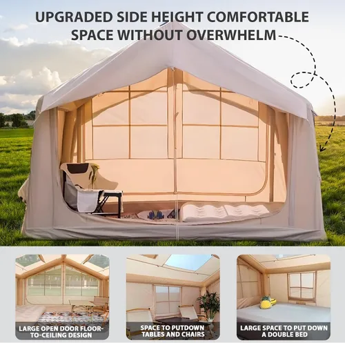 Miniatura 9 de SENLEETO Tiendas de campaña inflables para acampar de 6 a 8 personas, tienda de campaña inflable de lujo con puerto de CA, casa de tienda inflable
