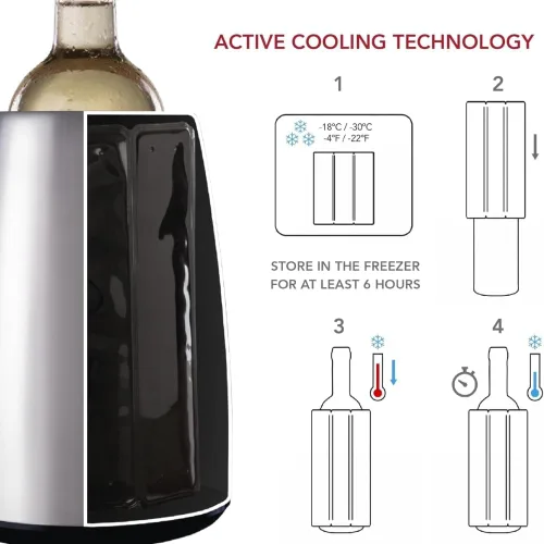 Miniatura 12 de Vacu Vin Rapid Ice – Enfriador de vino elegante – Negro, negro, Negro