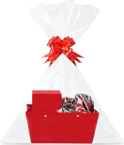 Miniatura 13 de Tuanse 30 Piezas Canasta para Regalo Vacía Kit de Cesta de Regalo DIY a Granel con Asa Bandeja de Cartón Kraft con 30 Bolsas 30 Lazos Bandeja