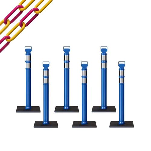 Miniatura 78 de Trafford Industrial - Paquete de 6 postes de delineador de 45 pulgadas, collares reflectantes de 3 pulgadas, base de goma de 10 libras