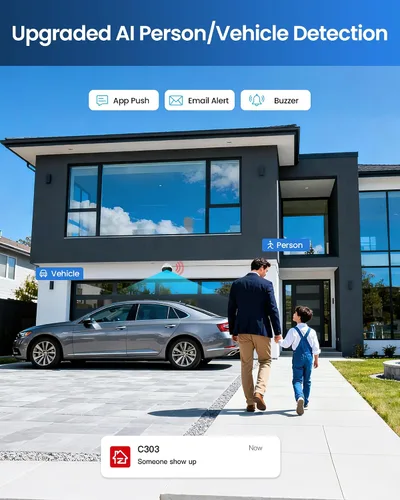 Miniatura 2 de ZOSI Sistema de cámara de seguridad para el hogar de 8 canales 1080p con audio, detección de vehículos AI persona, 4 cámaras con cable