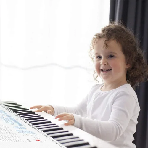 Miniatura 8 de Vangoa VGK611 Teclado Eléctrico para Principiantes, Teclado de Música Portátil de 61 Teclas con Mini Teclas Iluminadas, Piano Electrónico para Blanco
