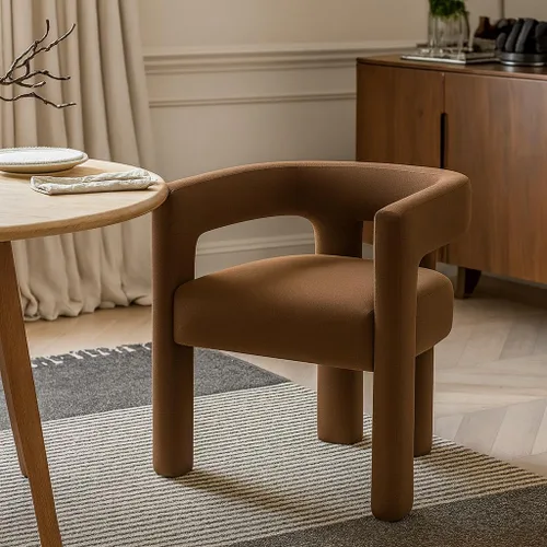 Miniatura 2 de Meridian Furniture 889Brown-C Colección Athena Moderna Silla de comedor contemporánea tapizada en terciopelo con terciopelo marrón suave, 25" An x