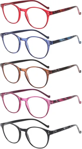 Miniatura 10 de NORPERWIS 5 pares de anteojos de lectura, ajuste estándar, con bisagra de resorte, lentes para hombres y mujeres, Mediana