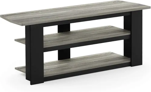 Miniatura 4 de Centro de entretenimiento para TV Furinno 12186GYW/BK, con repisas de roble francés, 42 pulgadas, gris, Madera, gris roble francés