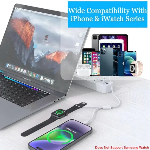 Miniatura 7 de Cargador corto 3 en 1 para Apple Watch, cable de carga portátil compatible con iWatch Series 10/Ultra 2/SE 2/9/8/7/6/5/4/3/2/1 y iPhone