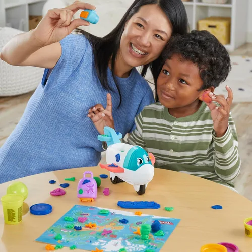 Miniatura 6 de Play-Doh Airplane Explorer - Juego de iniciación, juguetes preescolares para niñas y niños de 3 años y más con Jet, tapete de juego de mapa