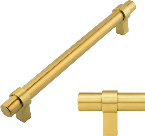Miniatura 20 de Modket Paquete de 1 manija estilo barra europea de oro cepillado para gabinete de acero inoxidable 304 de 2 pulgadas