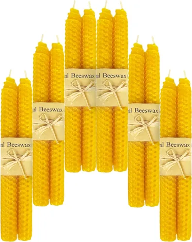 Miniatura 13 de Lacaser Velas cónicas de cera de abeja natural a granel, candelabros de colores en colores del arcoíris, sin humo y sin perfume, velas de 9 pulgadas