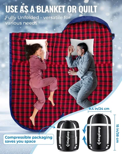 Miniatura 7 de KingCamp Sleeping Bag for Adults Big and Tall, Cold Weather Camping Sleeping Bag with Soft 100% Cotton Flannel Lining, Portable Lightweight Outdoor