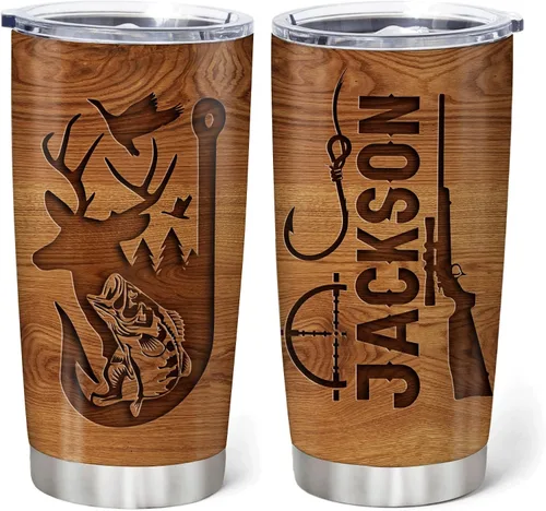 Miniatura 8 de Hyturtle Regalos personalizados de caza para hombres, vaso de caza de ciervos, taza de café de viaje de 20 onzas, acero inoxidable, regalo del día