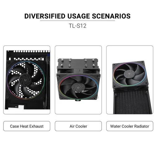 Miniatura 6 de Thermalright Ventilador de CPU TL-S12, ventilador PWM, efecto de luz de apertura fina, conector PWM de 4 pines con apertura ARGB, ventilador