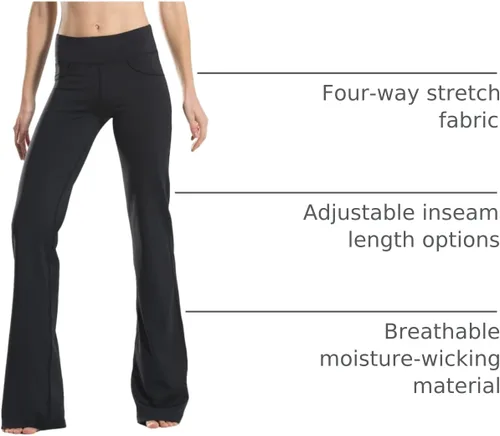 Miniatura 81 de Safort Pantalones de yoga con entrepierna de 28" 30" 32" 34"más amplios en la parte inferior para botas altas, 4 bolsillos, UPF50+