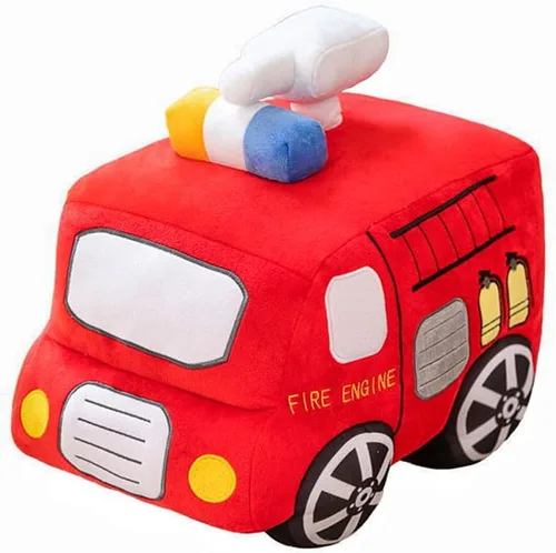 Miniatura 11 de XIYUAN Cojín de peluche rojo de autobús escolar con diseño de caricaturas, cojín de felpa para regalo de cumpleaños de niños (11 x 7 x 6 pulgadas)