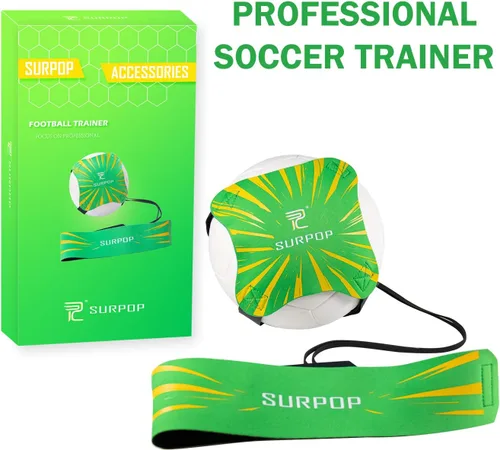 Miniatura 7 de Entrenador de fútbol/voleibol/rugby, patada y lanzamiento de fútbol, ayuda de entrenamiento para práctica en solitario, control de habilidades, Verde