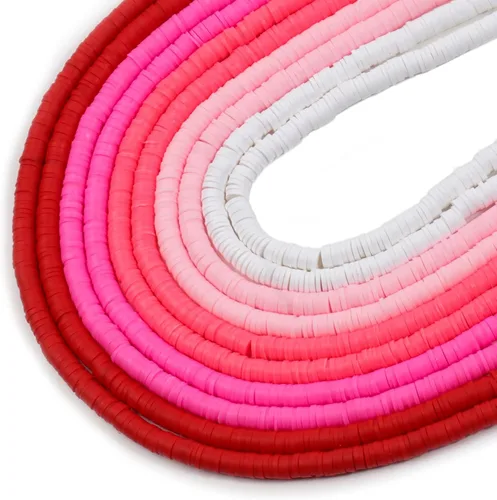 Miniatura 13 de 3600 cuentas de arcilla roja para hacer pulseras, 10 hebras planas redondas de arcilla polimérica de 0.236 pulgadas (0.236 in), cuentas Heishi