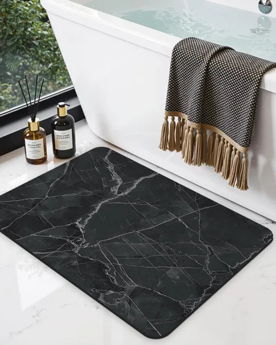 Miniatura 11 de DEXI Alfombra de baño ultra fina, de 16 x 24 pulgadas, antideslizante, para suelo de ducha, absorbente, de secado rápido, de mármol, perfil bajo