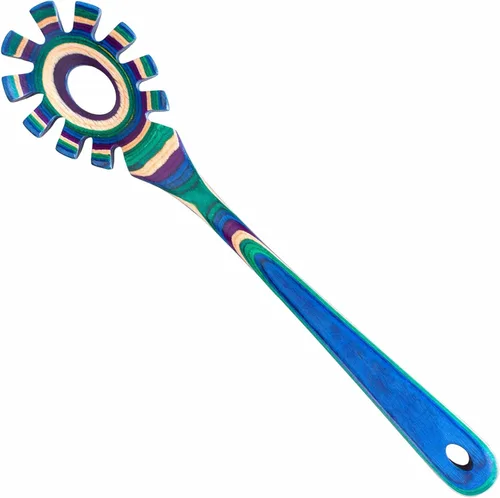 Miniatura 8 de Colección Baltique Mykonos - Cuchara de espaguetis de madera – Cuchara para pasta de 12.5" con dientes, utensilio de madera de abedul colorida