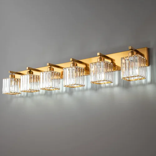 Miniatura 36 de Lámpara de tocador moderna de 2 luces de níquel cepillado, lámpara de tocador de cristal, luz de pared de baño, accesorios de iluminación de baño