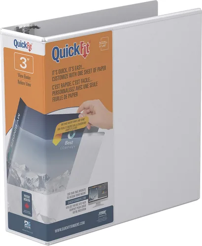 Miniatura 2 de QuickFit® 87050 - Carpetas angulares con anillas en D, capacidad de 625 hojas, anillos de 3 pulgadas, 47% recicladas, color blanco