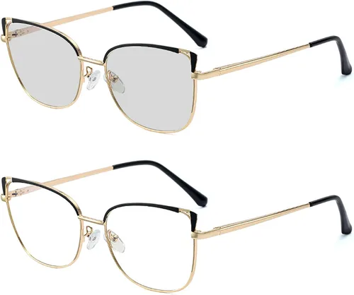 laureles Gafas de lectura fotocrómicas para mujer, marcos de metal vintage, ampliación de transición, lectores de gato