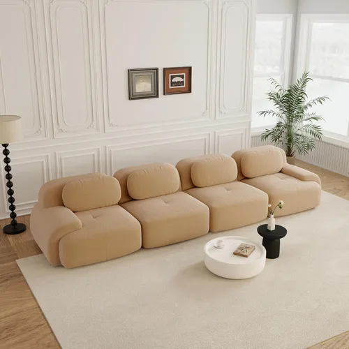 Miniatura 67 de Sofás modulares sin hueso de 152.8 pulgadas para sala de estar, sofá modular con diván en forma de L, cómodo asiento profundo tapizado de tela