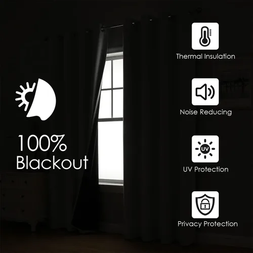 Miniatura 2 de ChrisDowa Cortinas 100% Opacas para Dormitorio con Forro Negro, 2 Capas Gruesas Totalmente Opacas con Aislamiento Térmico y Ojales, Cortinas de Gris