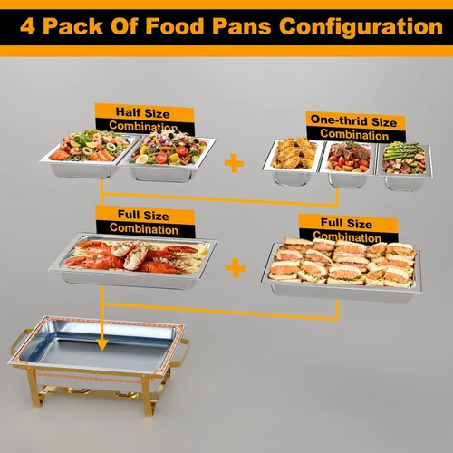 Miniatura 2 de Juego de Platos de Roce Amhier para Buffet 4 Piezas, Juego de Platos de Roce para Buffet de 9 Cuartos de Galón con Combo de Diferentes Bandejas