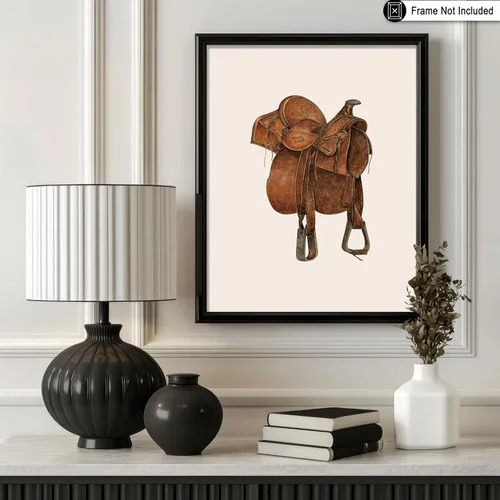 Miniatura 3 de Poster Master Póster vintage de cuero para silla de montar, estampado retro de vaquero, arte de silla de montar, diseño occidental, impresión